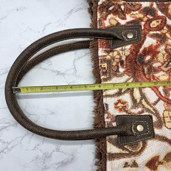 Myra Bag Tote Handbag Womens Brown Canvas Leather Trim Tapestry Boho Zip Top - Picture 15 of 15